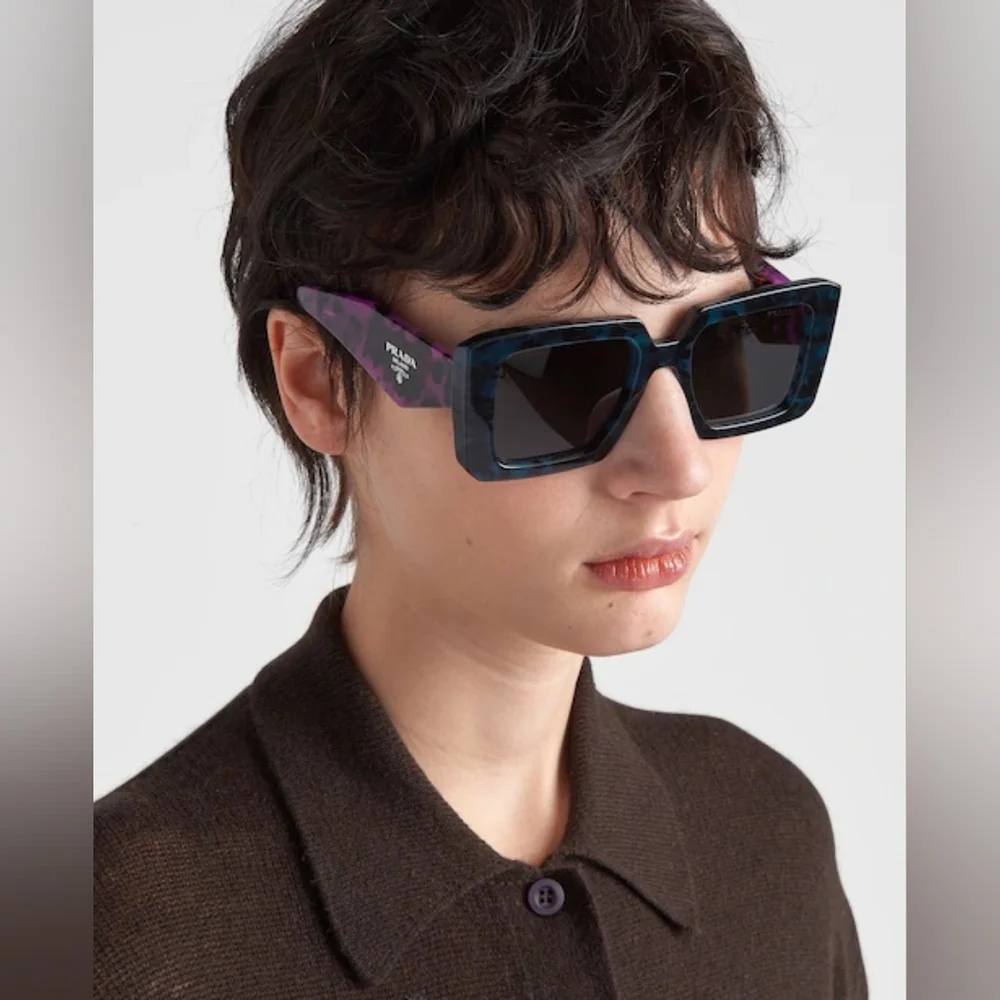 New- 💯 - Original PRADAAcetate Symbole Sunglasses SPR 23Y Slate Grey Pur